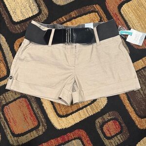 Maurices Tan Shorts with Black Belt